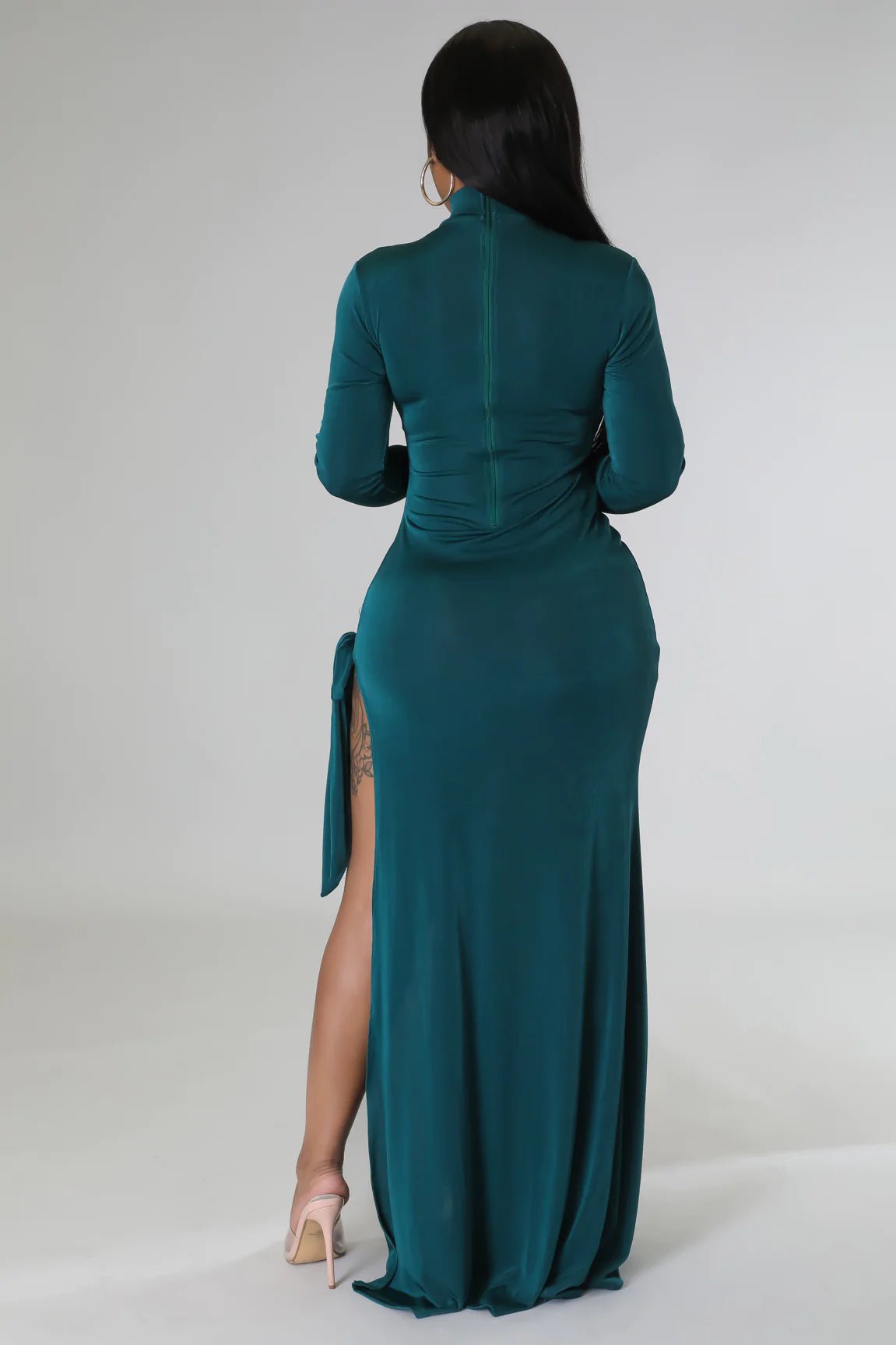Serena High Slit Maxi Dress Hunter Green - Ali’s Couture