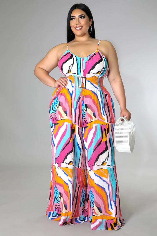 Spring Sunshine Jumpsuit Pink (Curvy) - Ali’s Couture