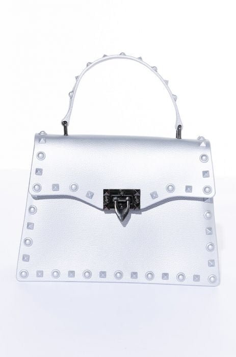 Studded Up Jelly Handbag Pearl White - Ali’s Couture