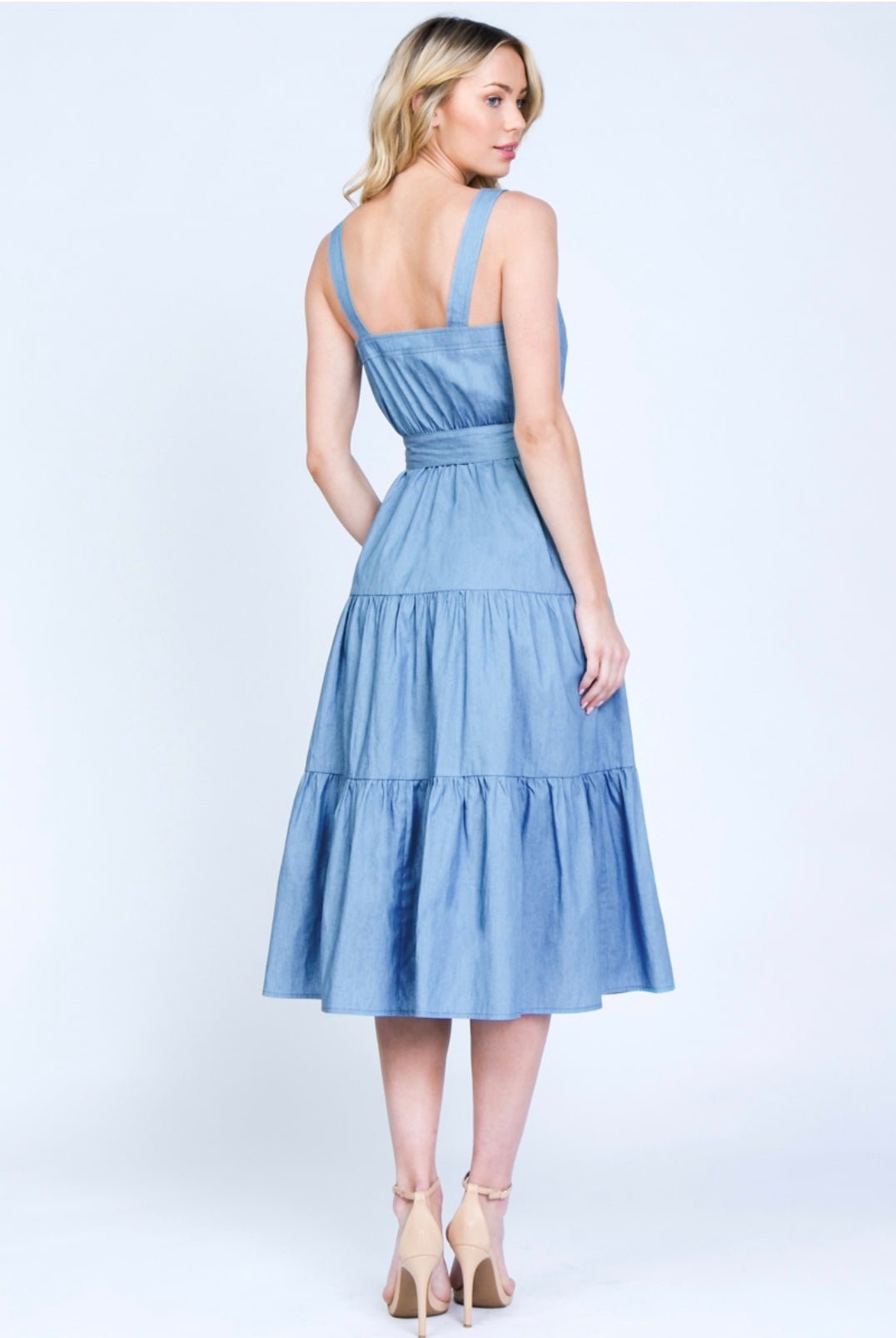 Summer Tiered Midi Dress Blue - FINAL SALE - Ali’s Couture