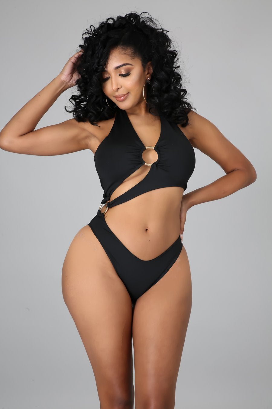 Surfboard Cutout Monokini Swimsuit Black - Ali’s Couture