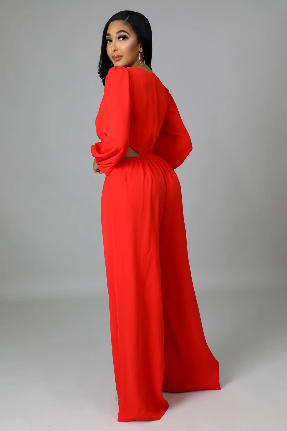 Sweet Temptation Cutout Wide Leg Jumpsuit Red - Ali’s Couture