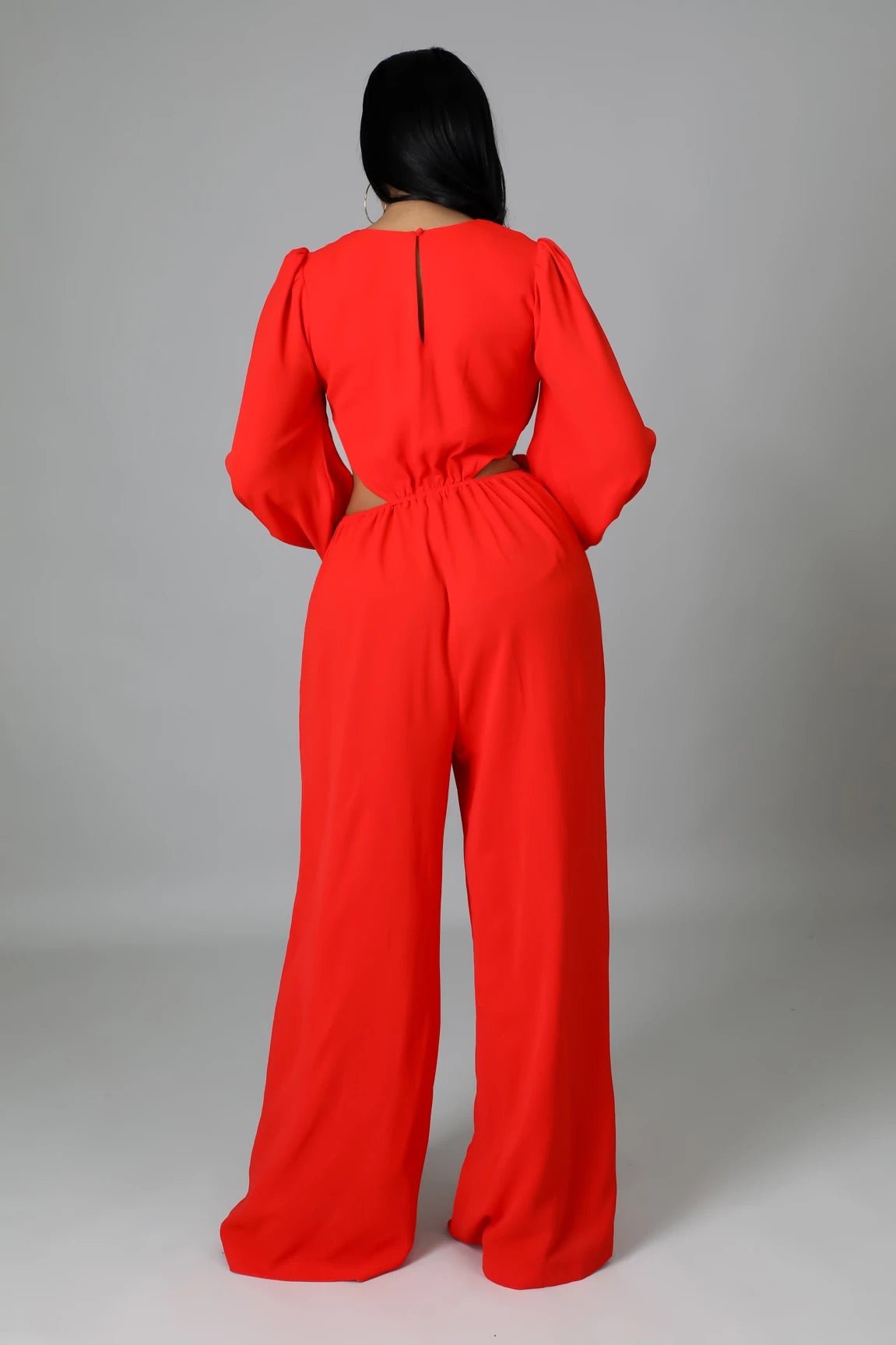 Sweet Temptation Cutout Wide Leg Jumpsuit Red - Ali’s Couture