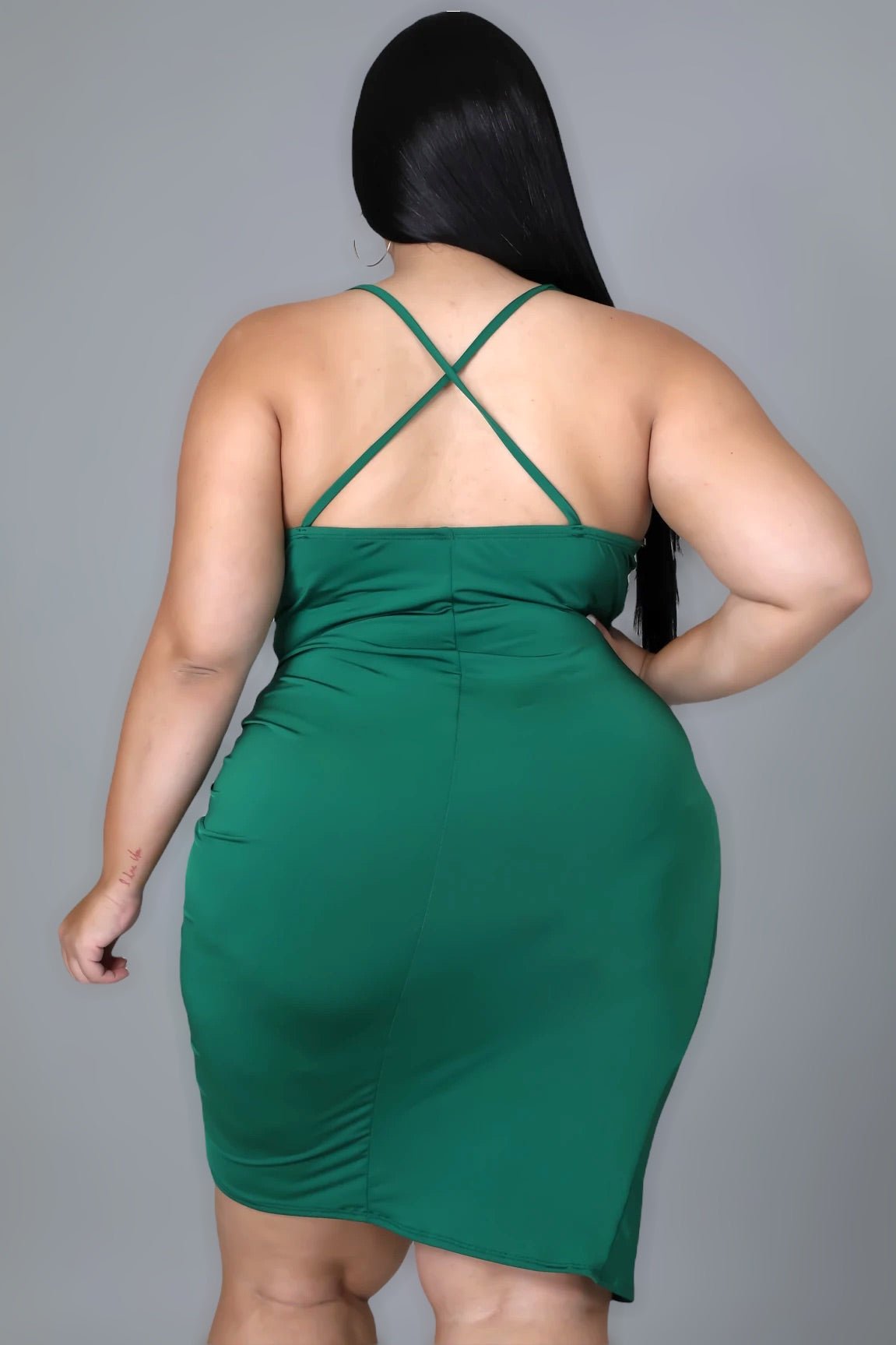 Thalia Ruched Mini Dress Green (Curvy) - FINAL SALE - Ali’s Couture