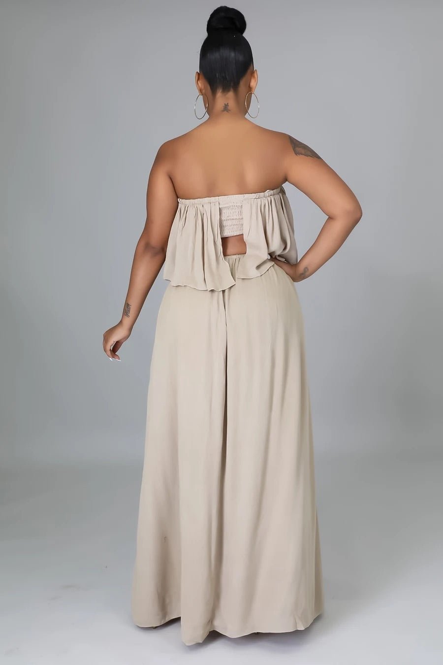 Timeless Season Strapless Maxi Dress Taupe - Ali’s Couture
