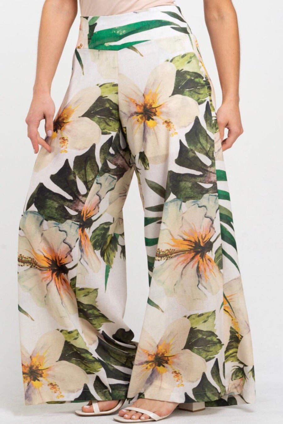 Tropical Hibiscus Pants Green - FINAL SALE - Ali’s Couture