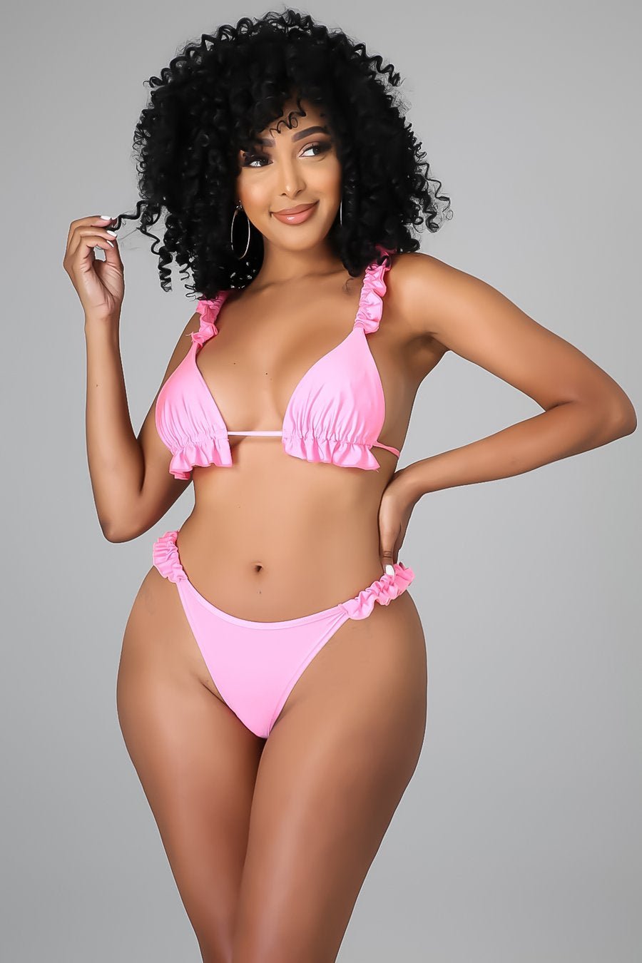 Tulum Ruffle Bikini Set Pink - FINAL SALE - Ali’s Couture