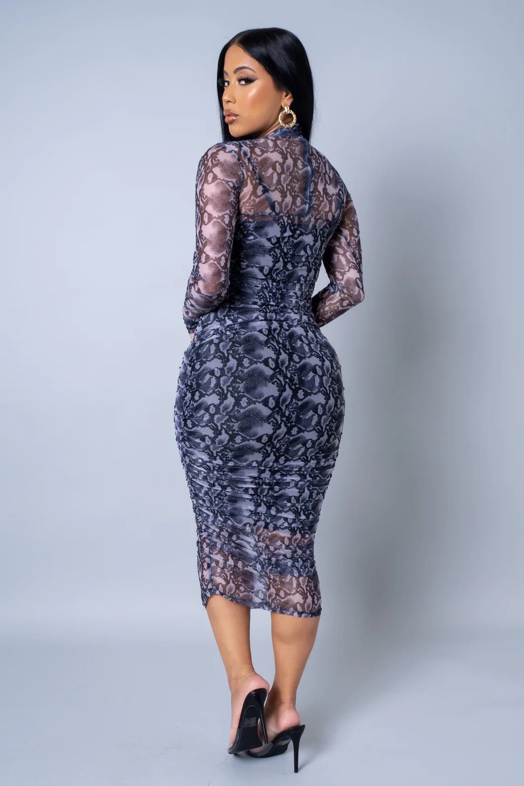 Walk On By Snake Print Midi Dress Black - FINAL SALE - Ali’s Couture
