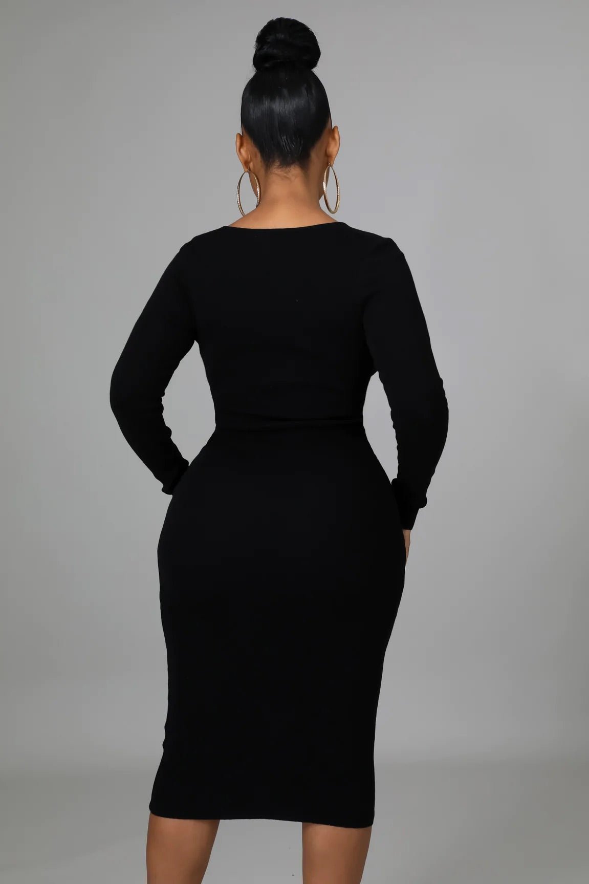 Yanessa Laced Up Ribbed Midi Dress Black - FINAL SALE - Ali’s Couture