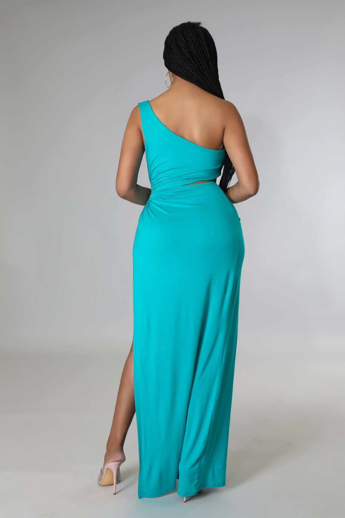 Zeus One Shoulder Cutout Maxi Dress Jade - Ali’s Couture