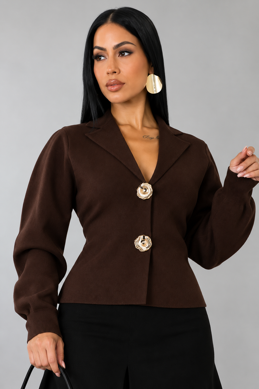 Fenna Knit Cardigan Chocolate
