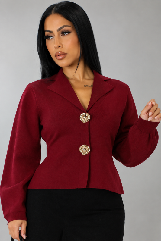 Fenna Knit Cardigan Burgundy