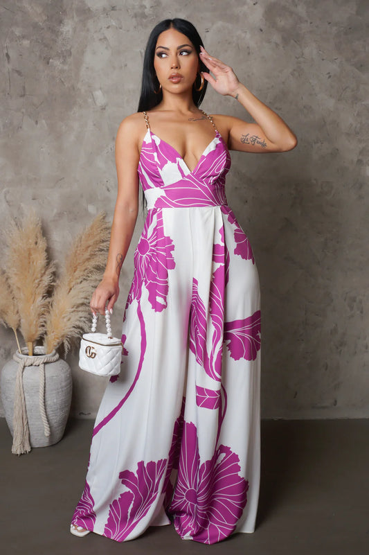 Isla Bonita Floral Jumpsuit Multi Magenta - Ali’s Couture 