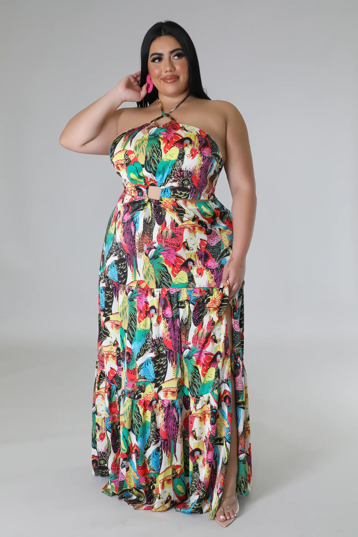 Exotic Getaway Tropical Maxi Dress Multicolor (Curvy) Exotic Getaway Tropical Maxi Dress Multicolor (Curvy)