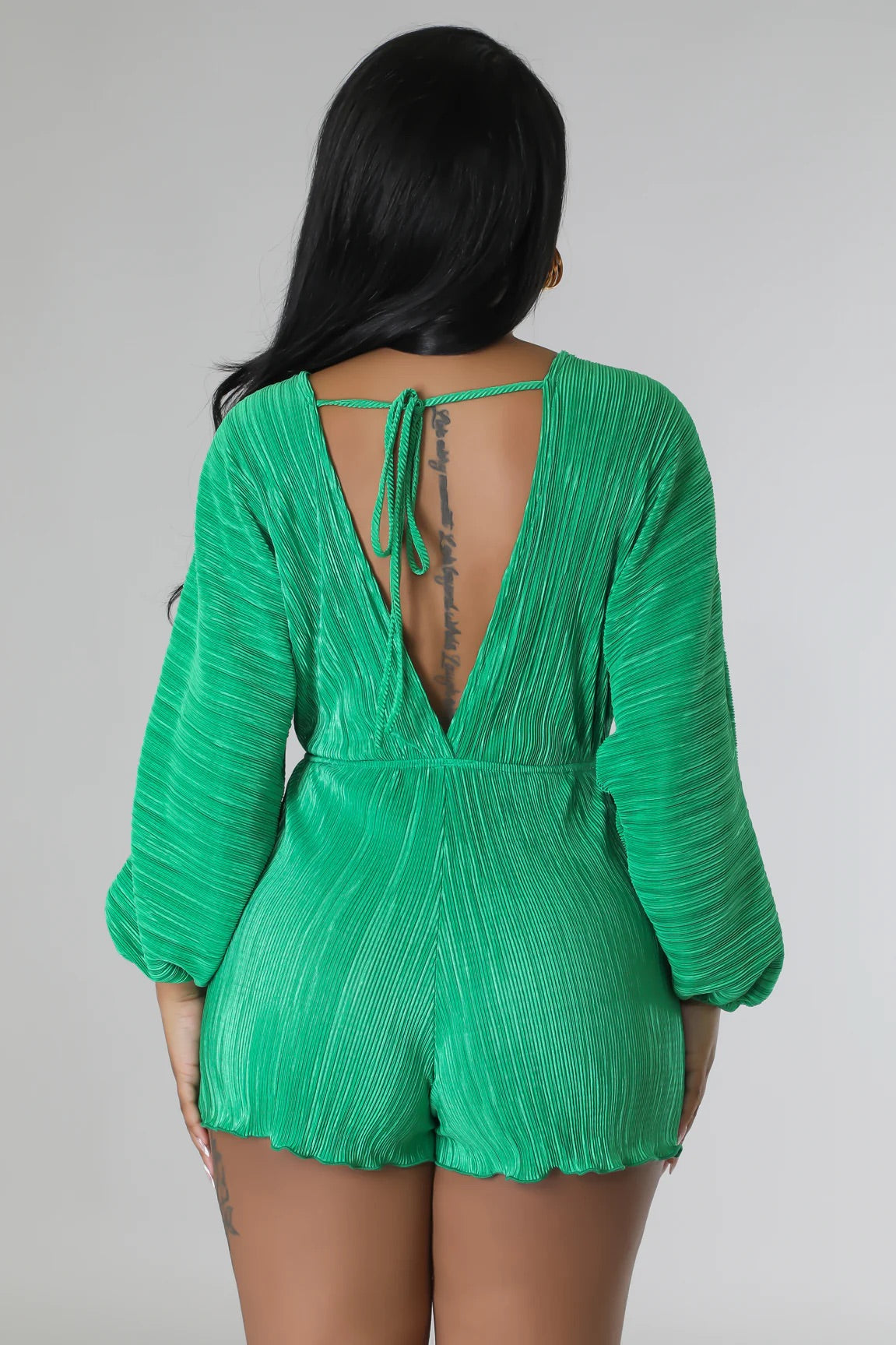 Mila Plisse Romper Green - Ali’s Couture 