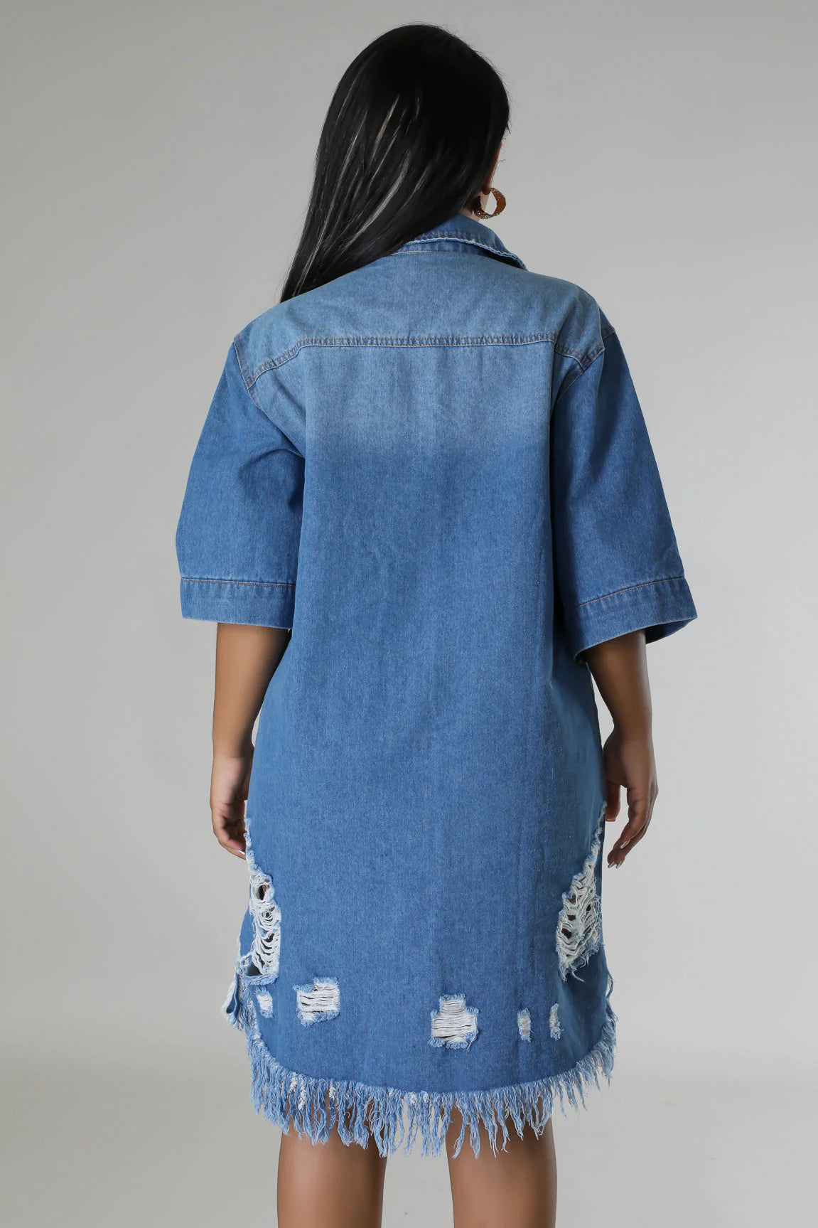 Geraldine Denim Midi Dress Medium Wash - Ali’s Couture 