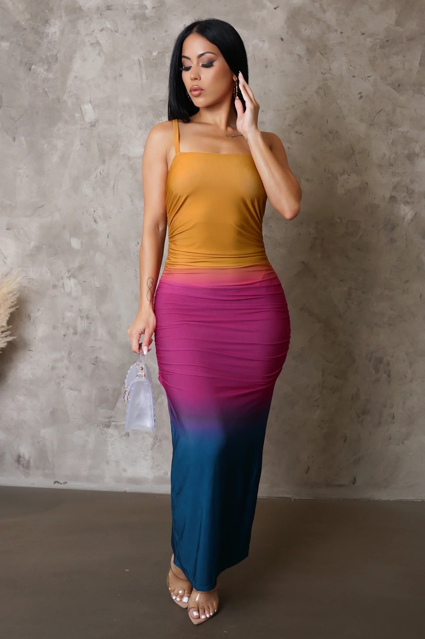 Brickell Tricolor Maxi Dress Multicolor - Ali’s Couture 
