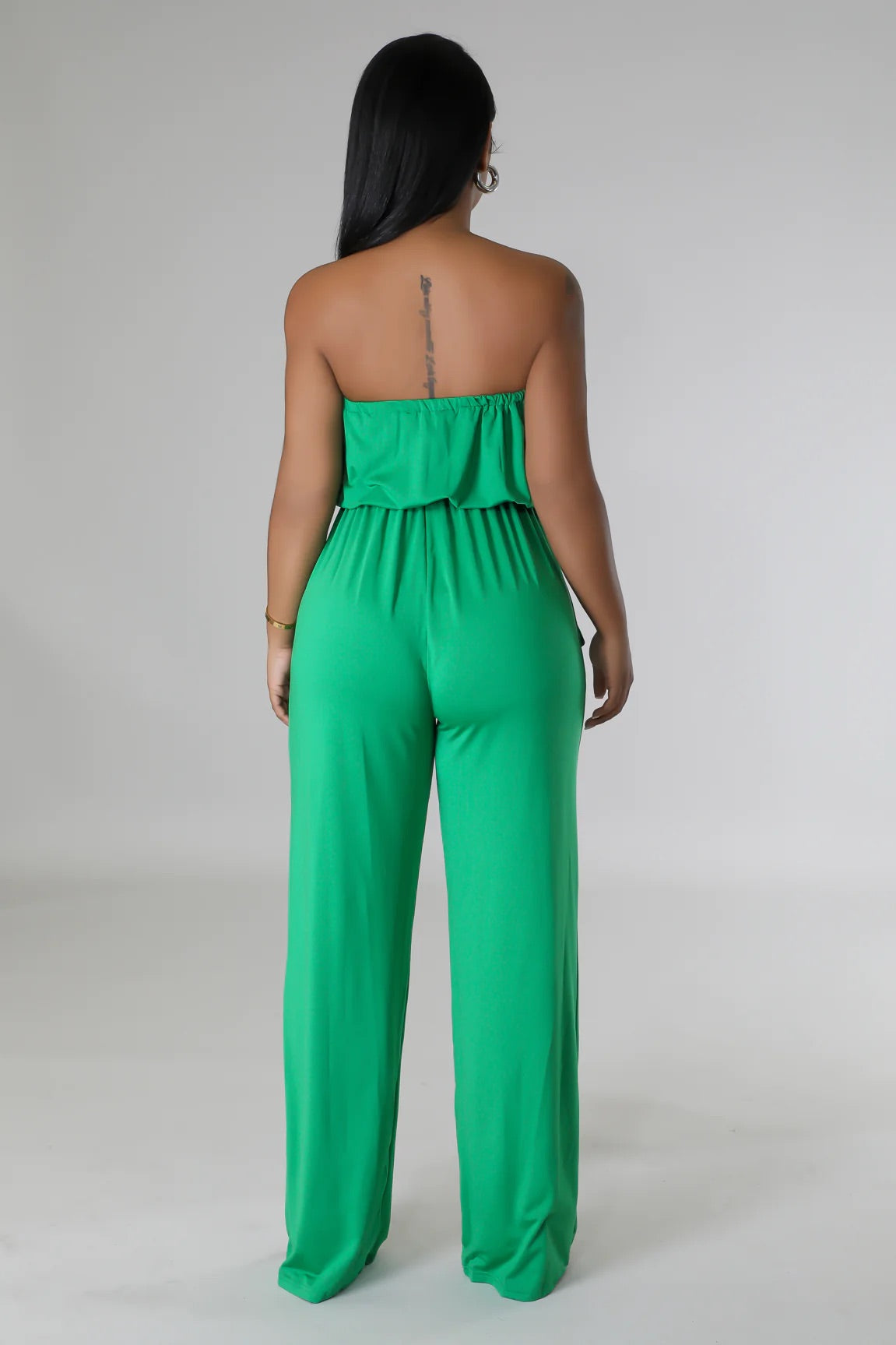 Parisa Strapless Jumpsuit Green - Ali’s Couture 