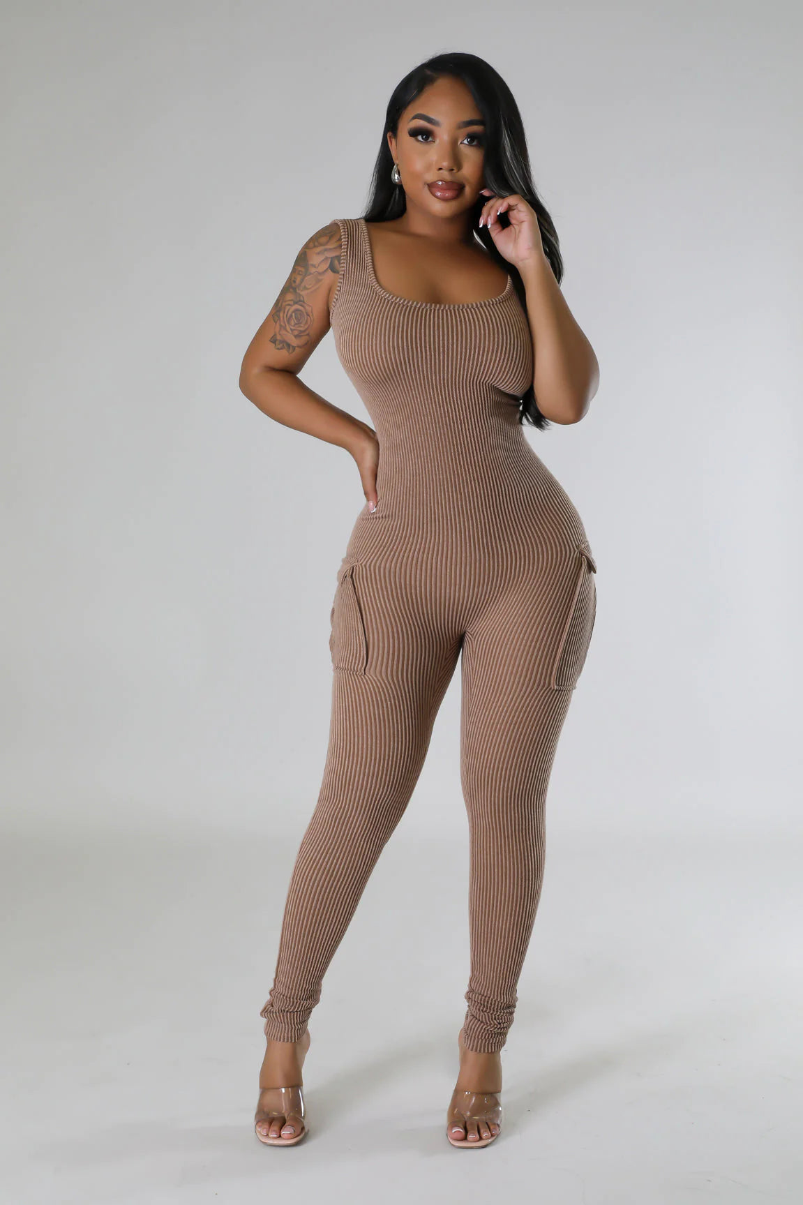 Play In Comfort Ribbed Jumpsuit Chestnut - Ali’s Couture 