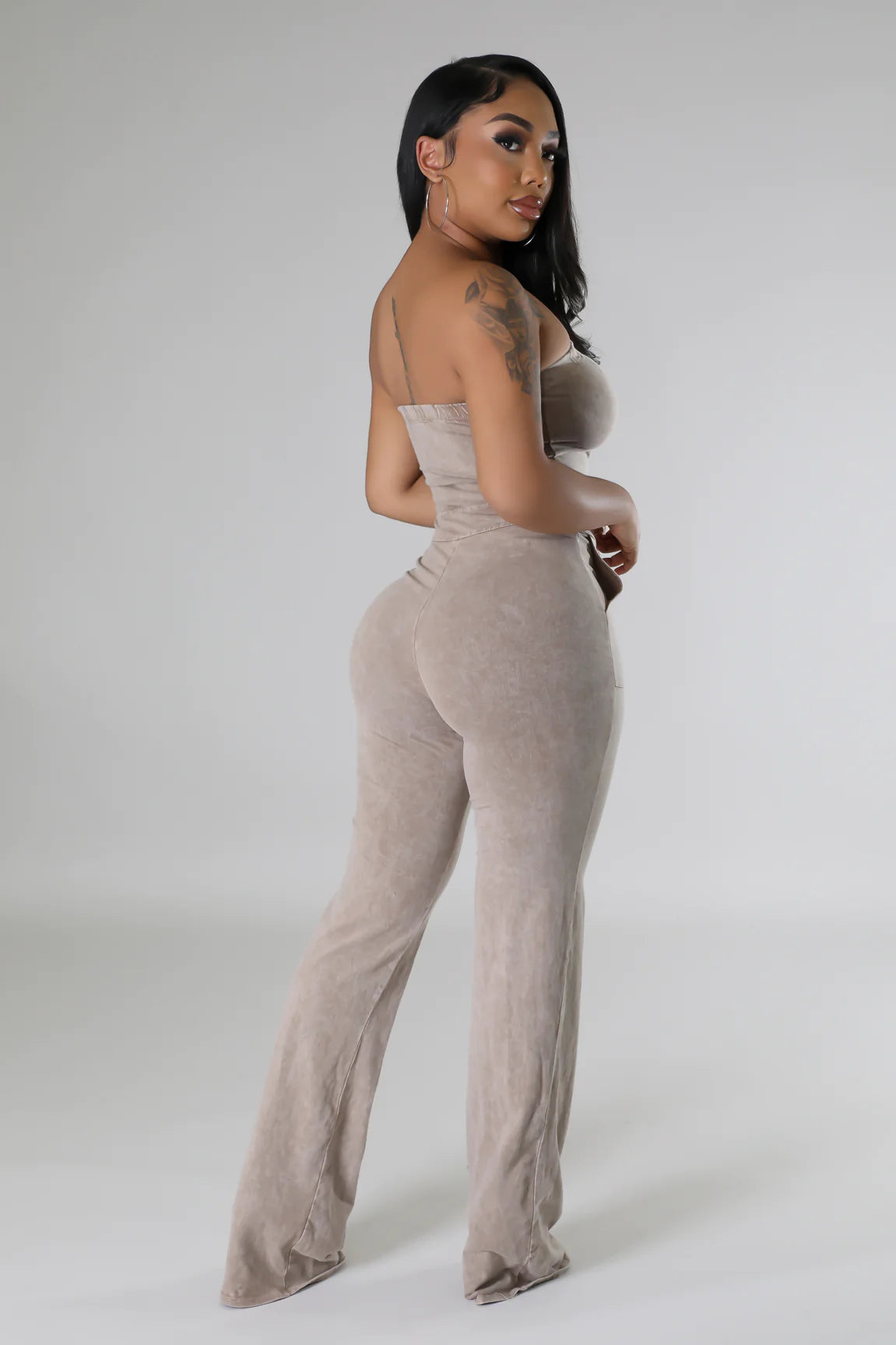 Terra Strapless Jumpsuit Sand - Ali’s Couture 