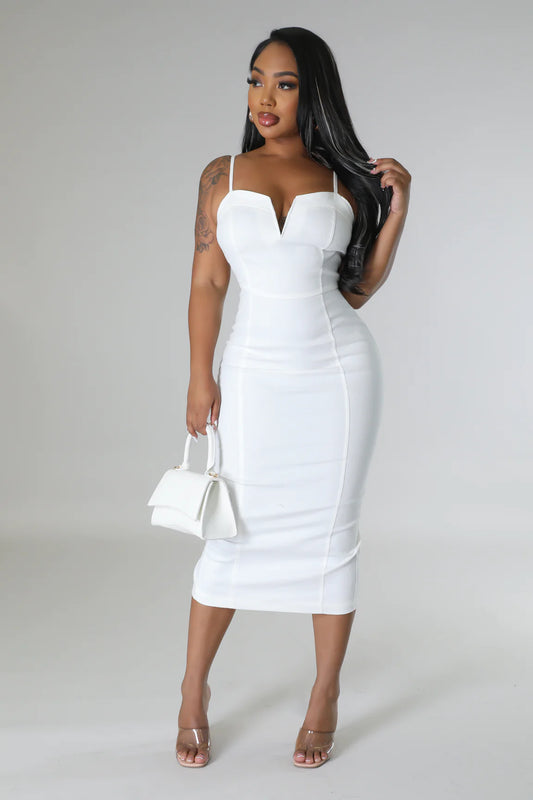 Josia Midi Dress White - Ali’s Couture 