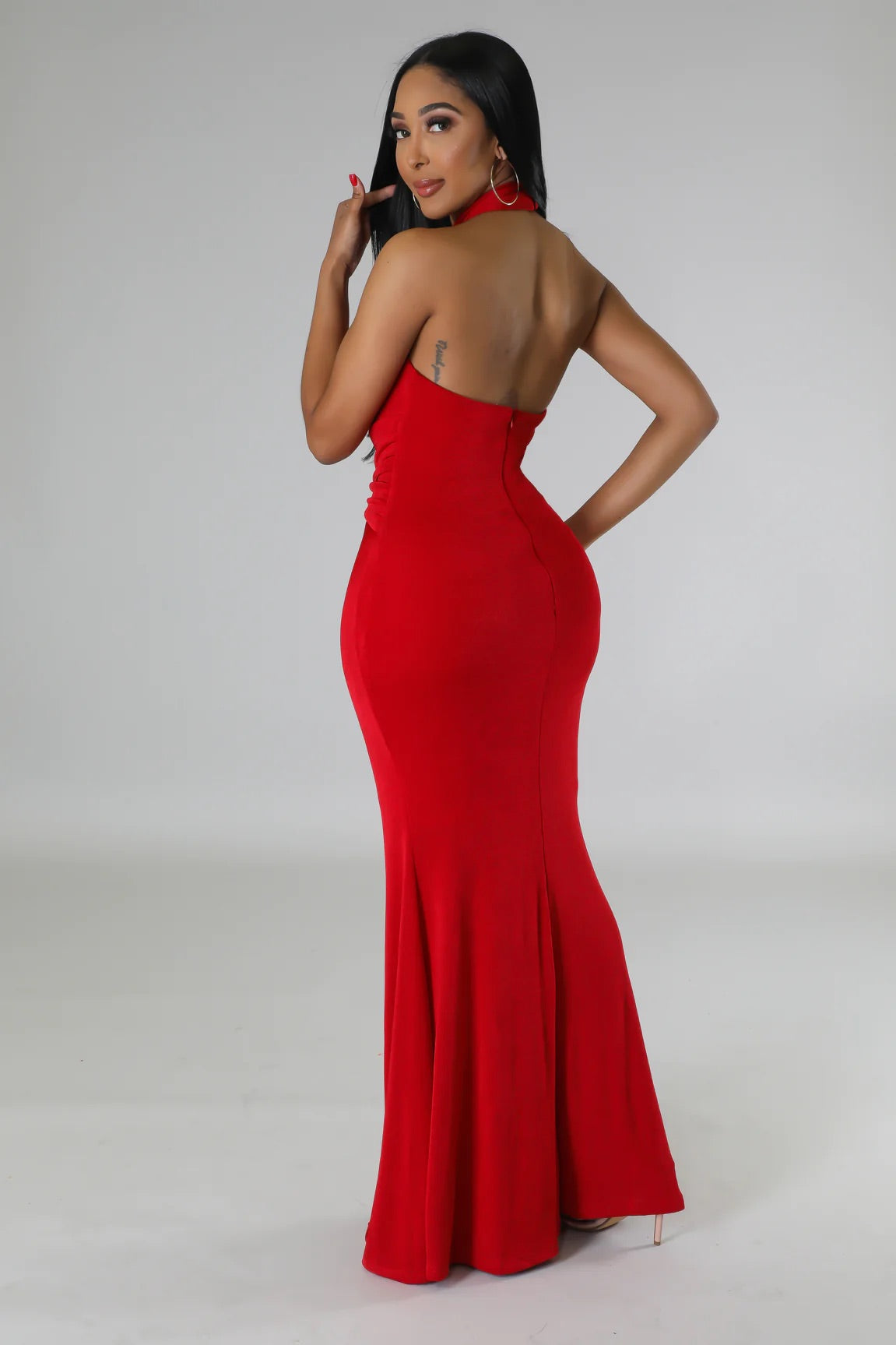 Zaria Halter Maxi Dress Red - Ali’s Couture 
