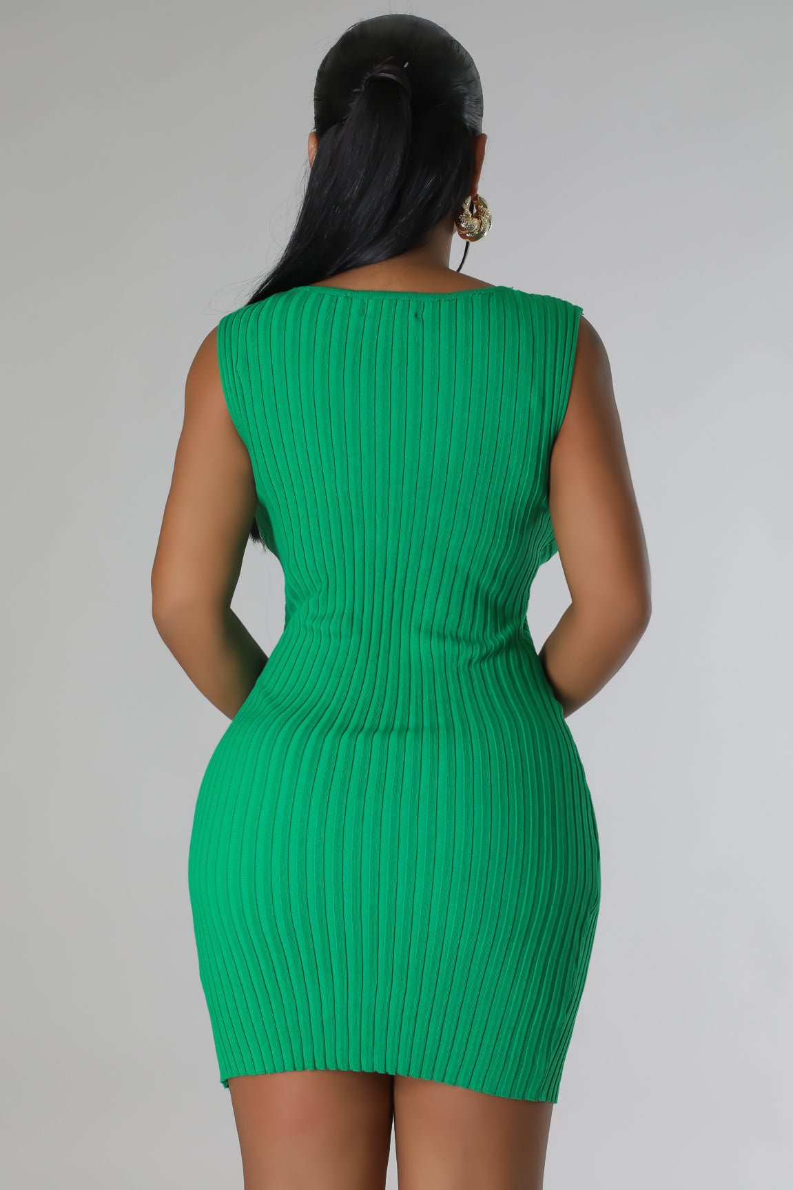 Nissa Ribbed Mini Dress Green - Ali’s Couture 