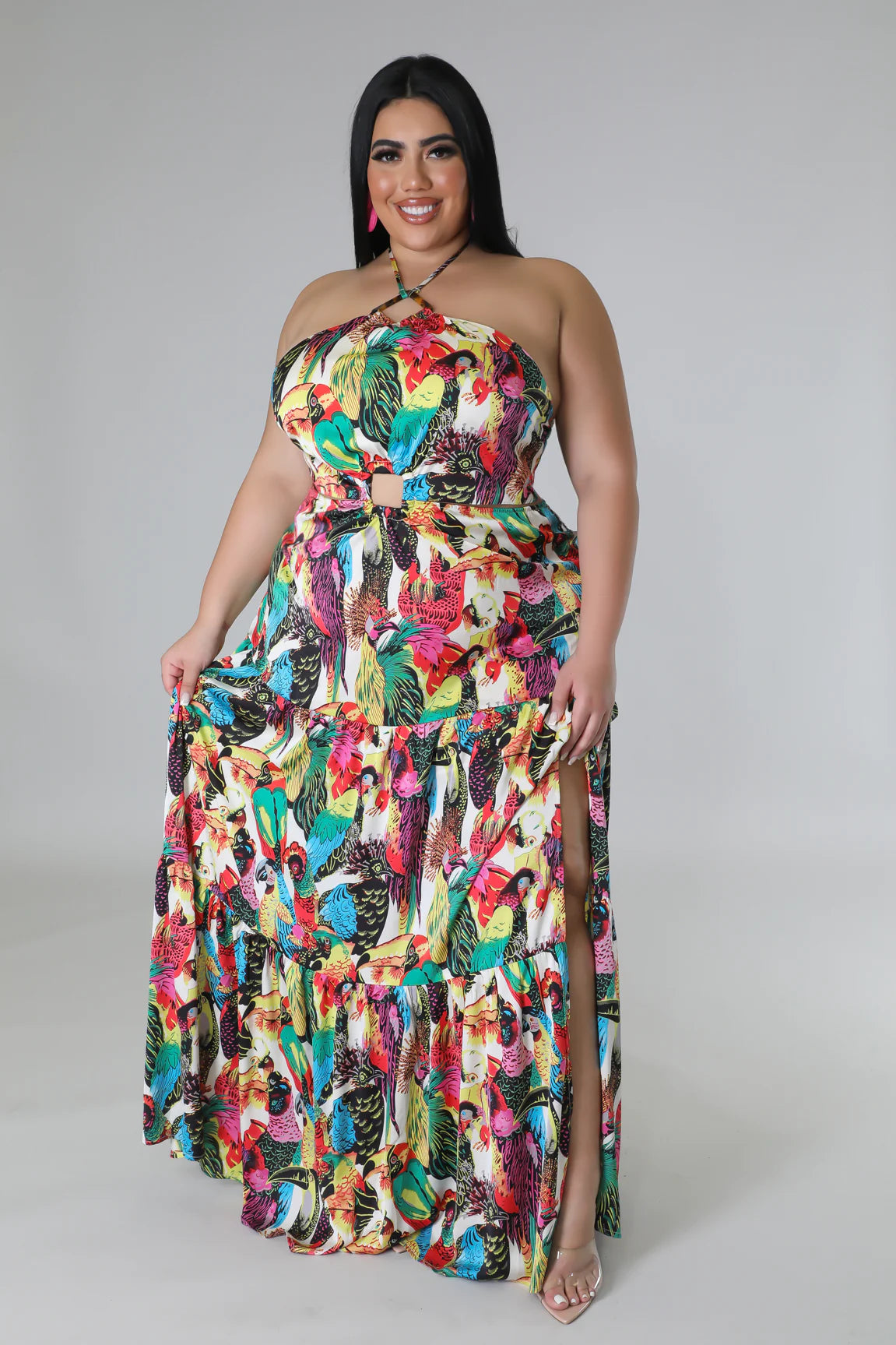 Exotic Getaway Tropical Maxi Dress Multicolor (Curvy) | Alis Couture, 2X Exotic Getaway Tropical Maxi Dress Multicolor (Curvy) | Alis Couture, 2X