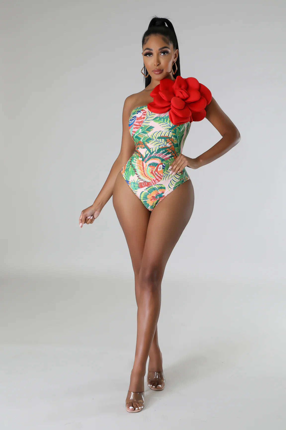 Rosella Printed Swimsuit Multi Red - Ali’s Couture 