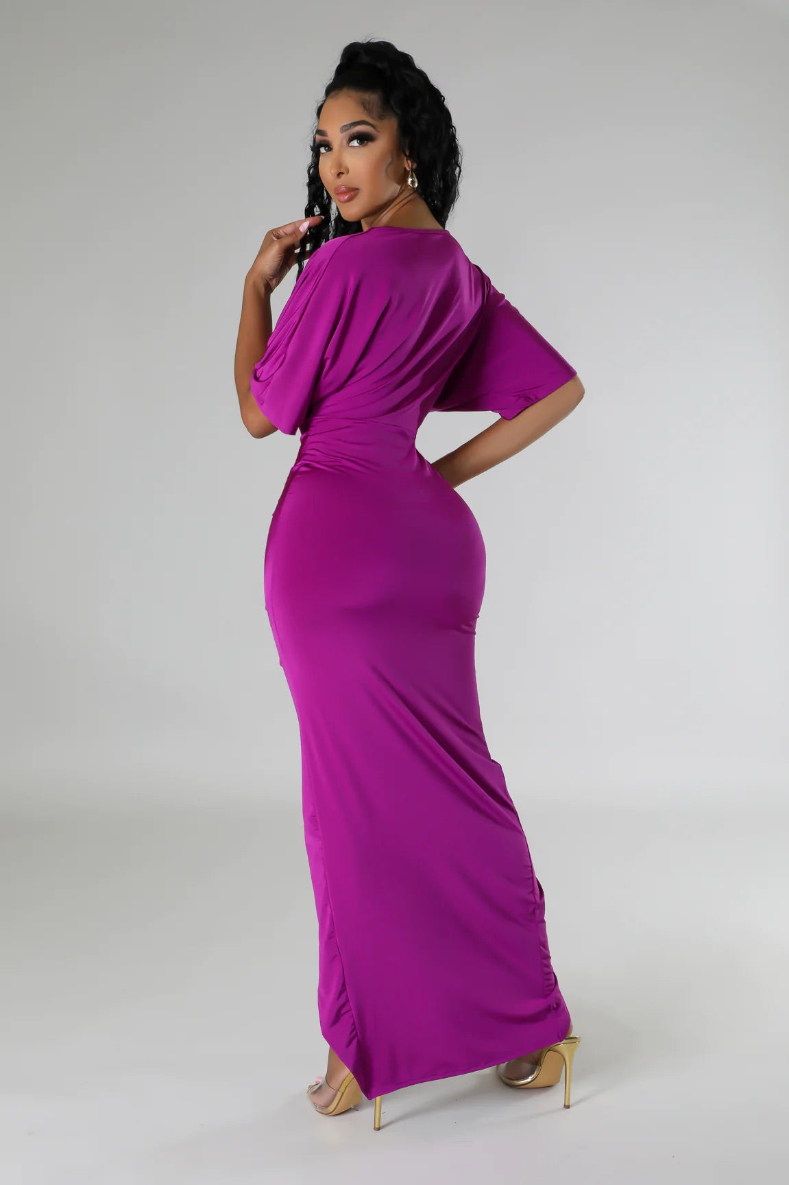 Ravalli Draped Midi Dress Magenta Ravalli Draped Midi Dress Magenta