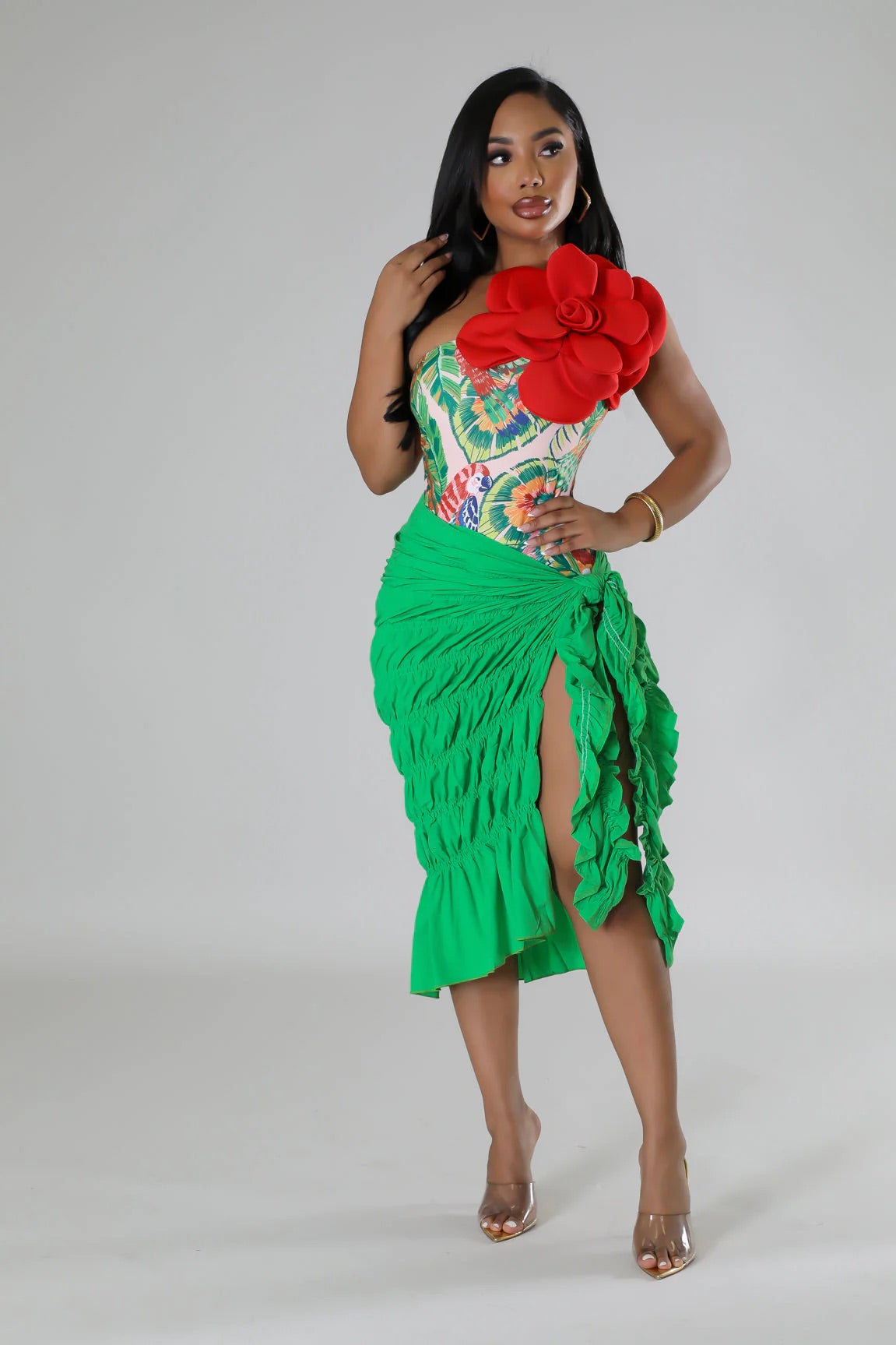 Island Rumba Cover Skirt Green - FINAL SALE - Ali’s Couture 