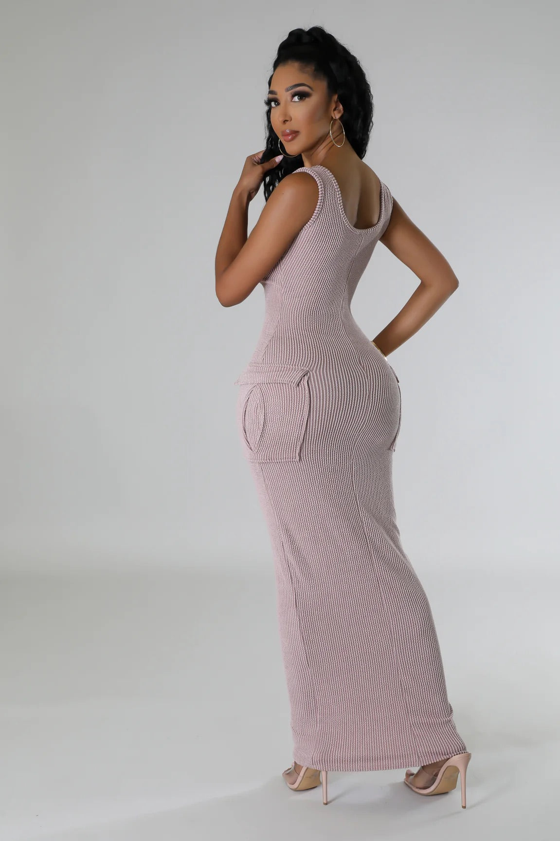 Finding Comfort Ribbed Midi Dress Mauve - Ali’s Couture 