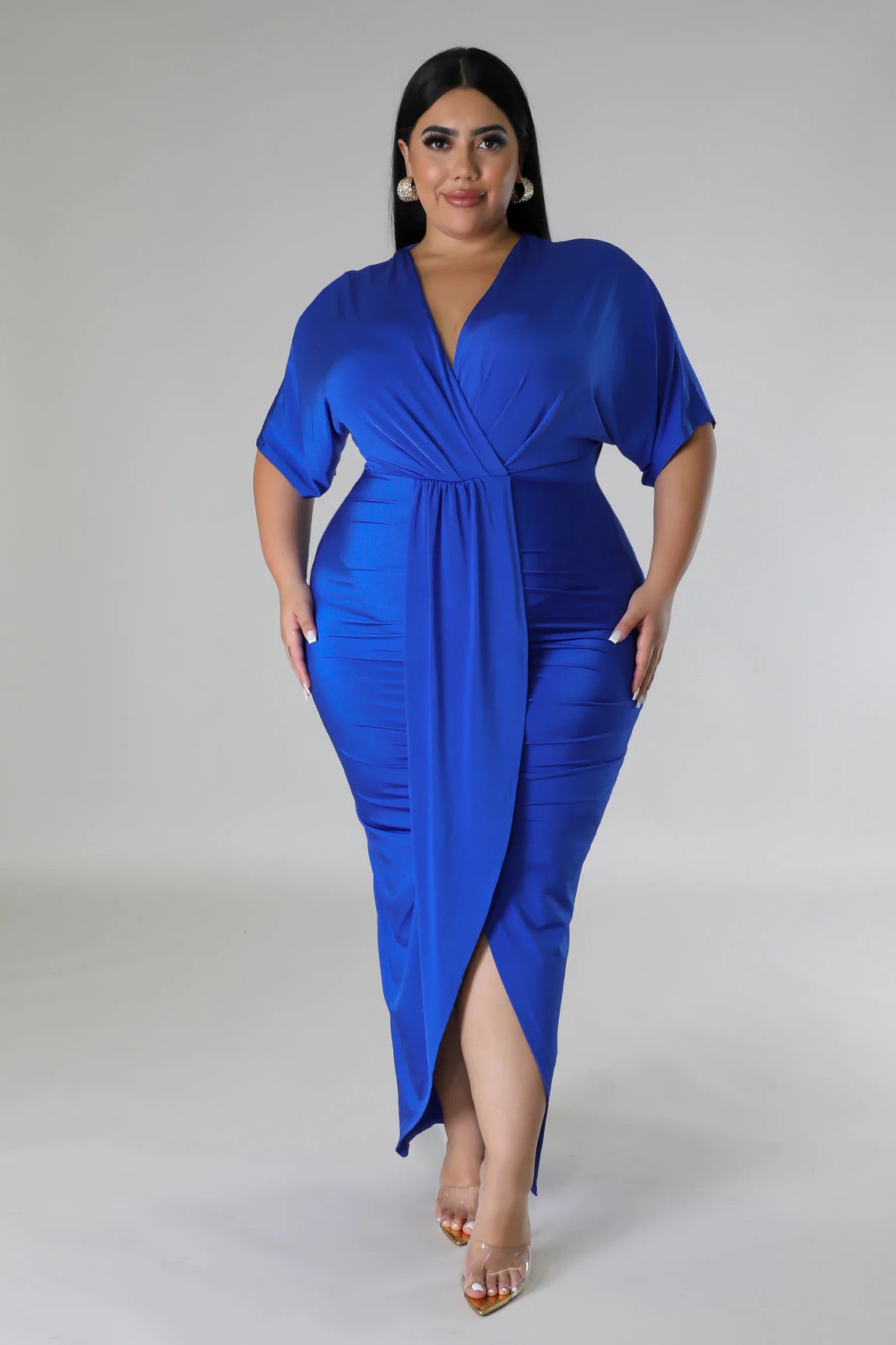 Casie Midi Dress Royal Blue (Curvy) - Ali’s Couture 