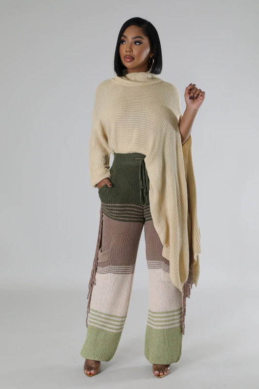 Quincy Knit Pancho Sweater Beige - Ali’s Couture 