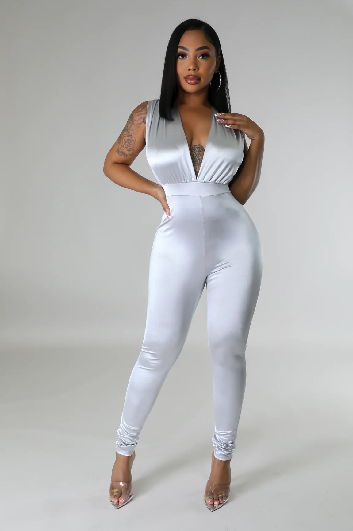 Isadora Jumpsuit Silver - Ali’s Couture 