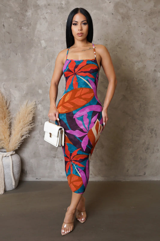 Yurtara Floral Midi Dress Multicolor - Ali’s Couture 