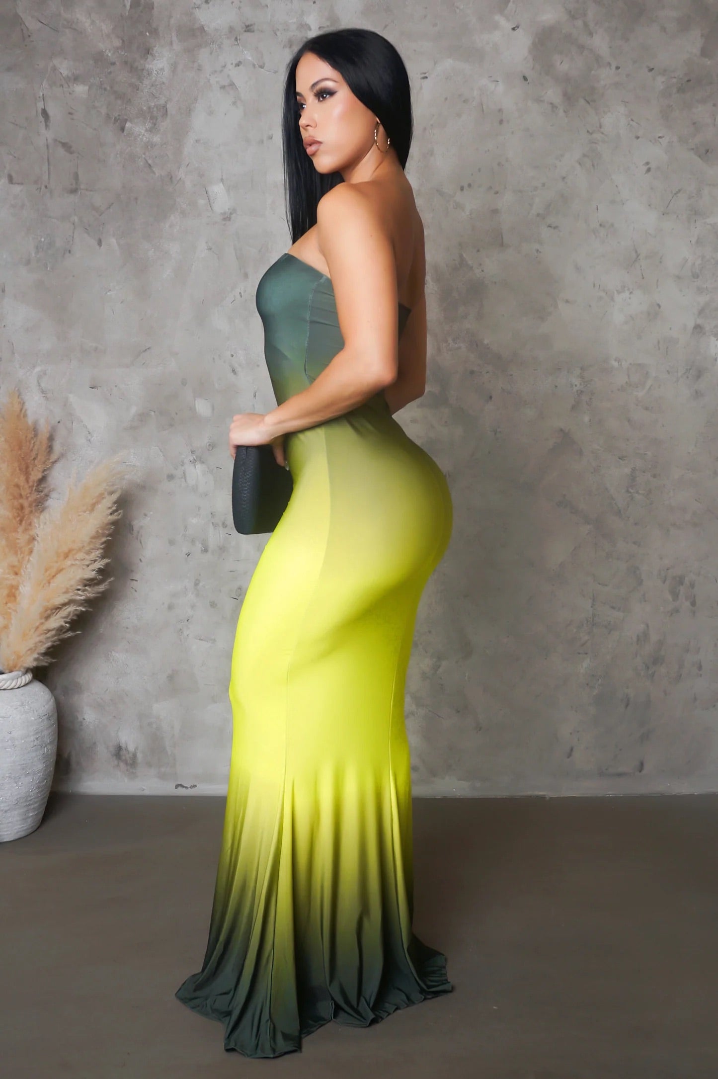 Nolah Strapless Midi Dress Multi Green - Ali’s Couture 