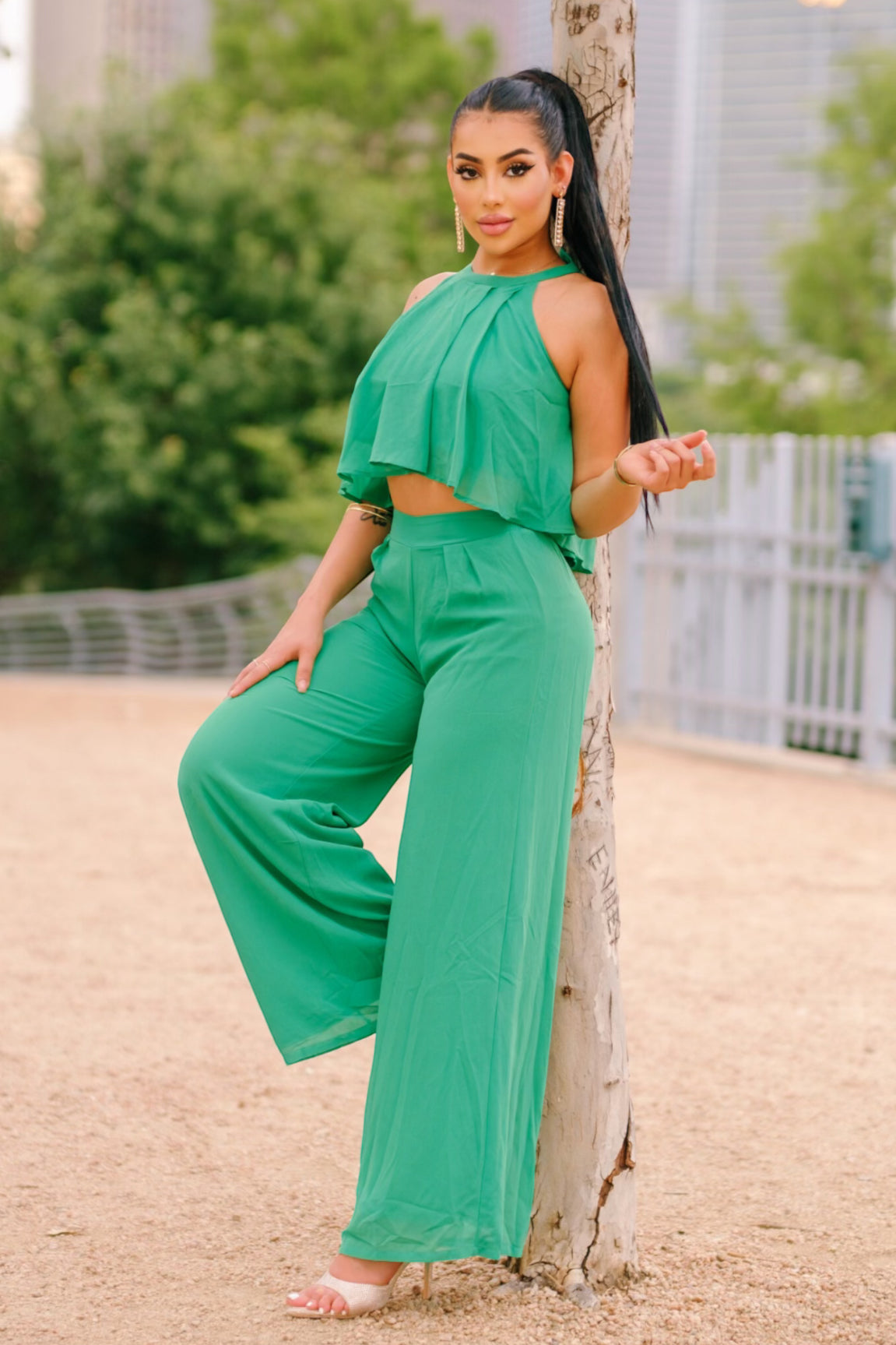 Wilma Pant Set Green - Ali’s Couture 