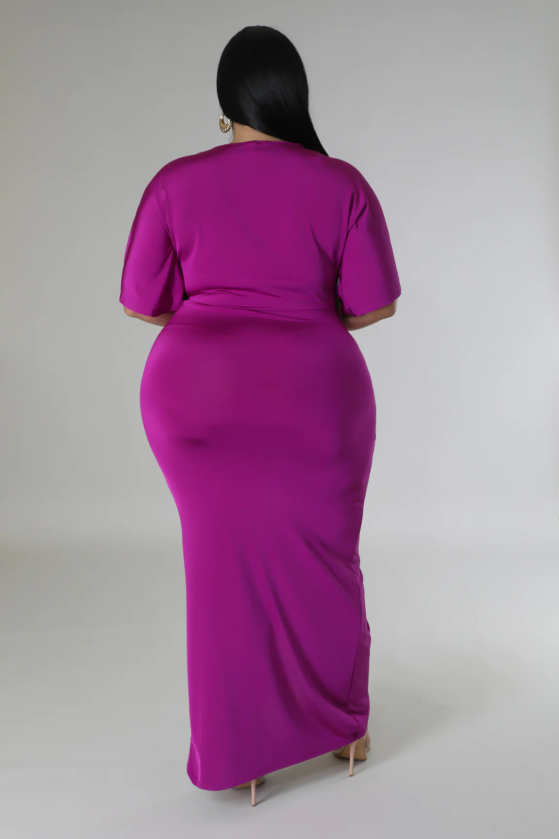 Casie Midi Dress Magenta (Curvy) - Ali’s Couture 