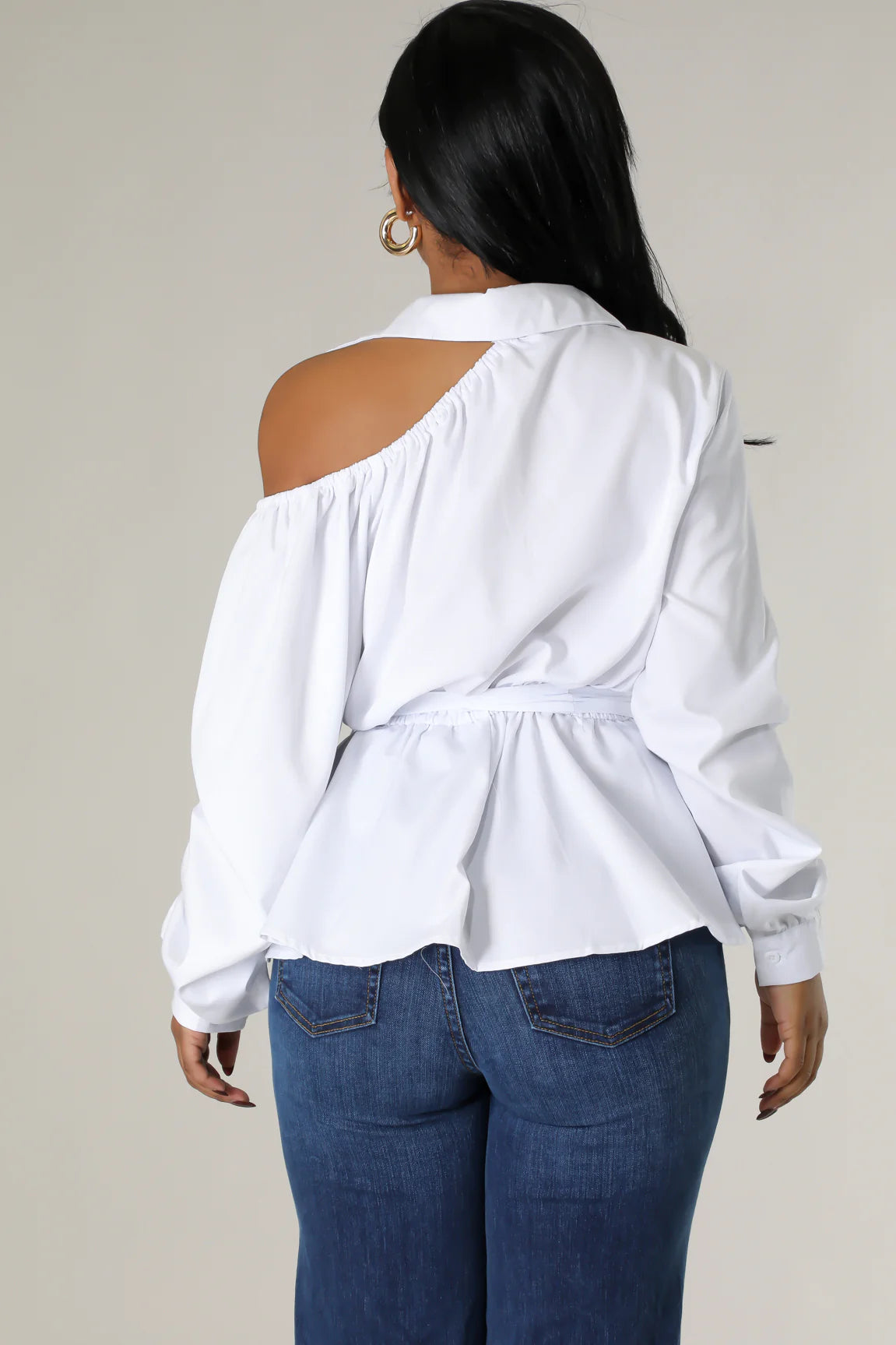 Katana Cutout Long Sleeve Top White - Ali’s Couture 