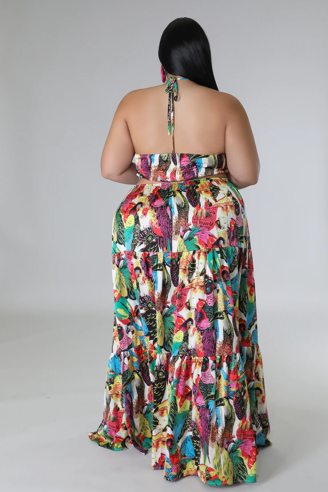 Exotic Getaway Tropical Maxi Dress Multicolor (Curvy) - Ali’s Couture 
