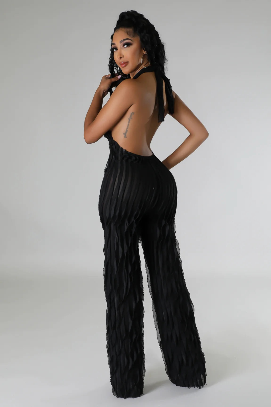 Zaydee Ruffle Jumpsuit Black - Ali’s Couture 