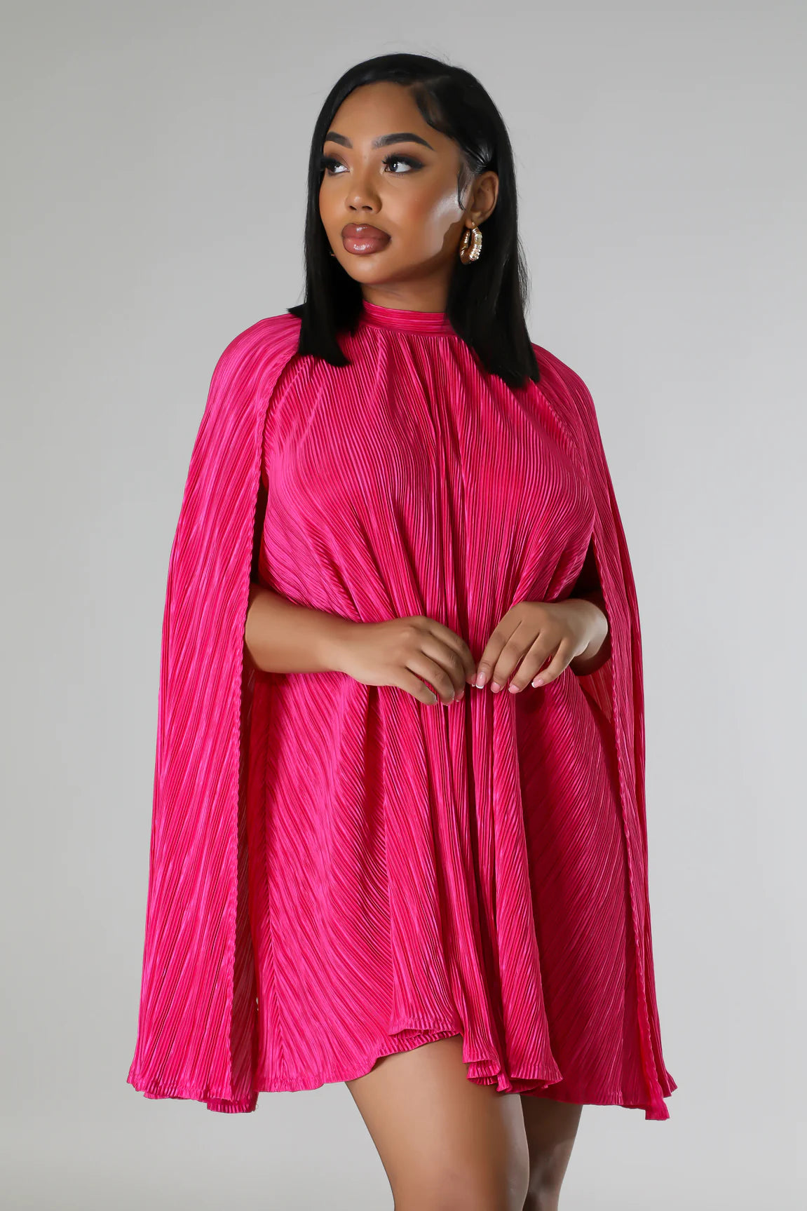 Timeless Beauty Plisse Mini Dress Fuchsia Timeless Beauty Plisse Mini Dress Fuchsia