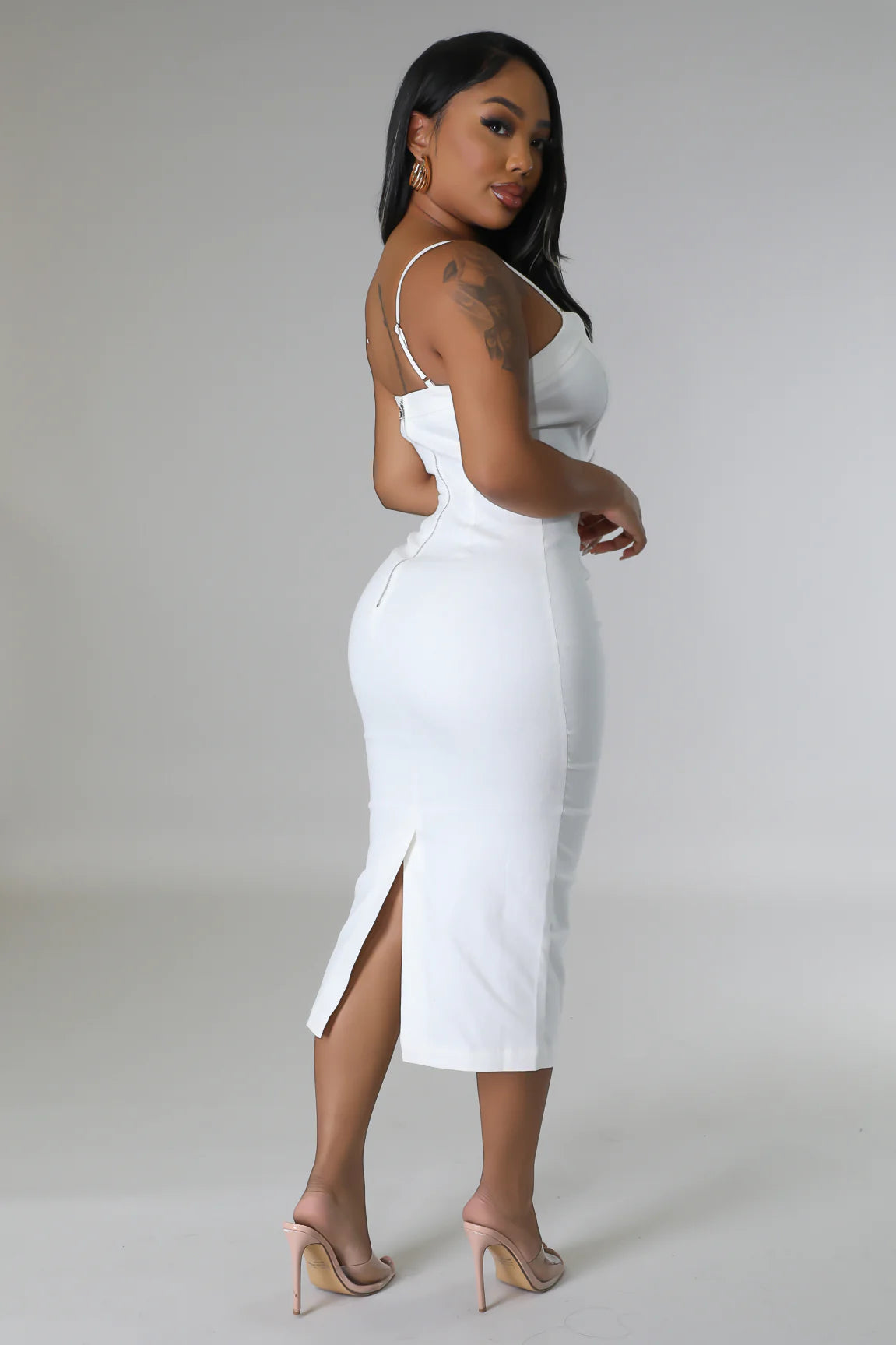 Josia Midi Dress White - Ali’s Couture 