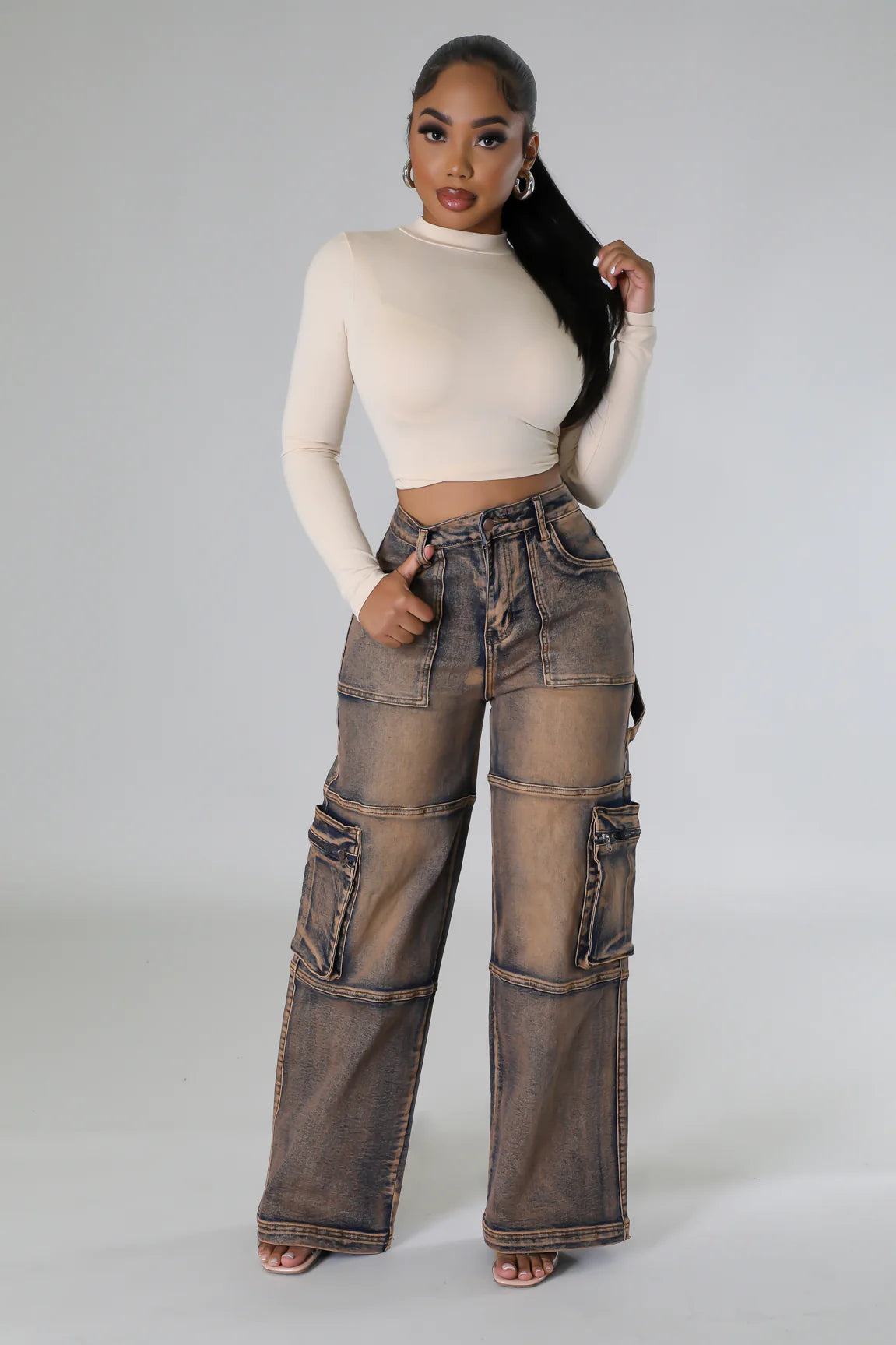 Sieanna Cargo Jeans Copper - Ali’s Couture 