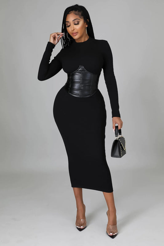 Newtown Corset Midi Dress Black - Ali’s Couture 