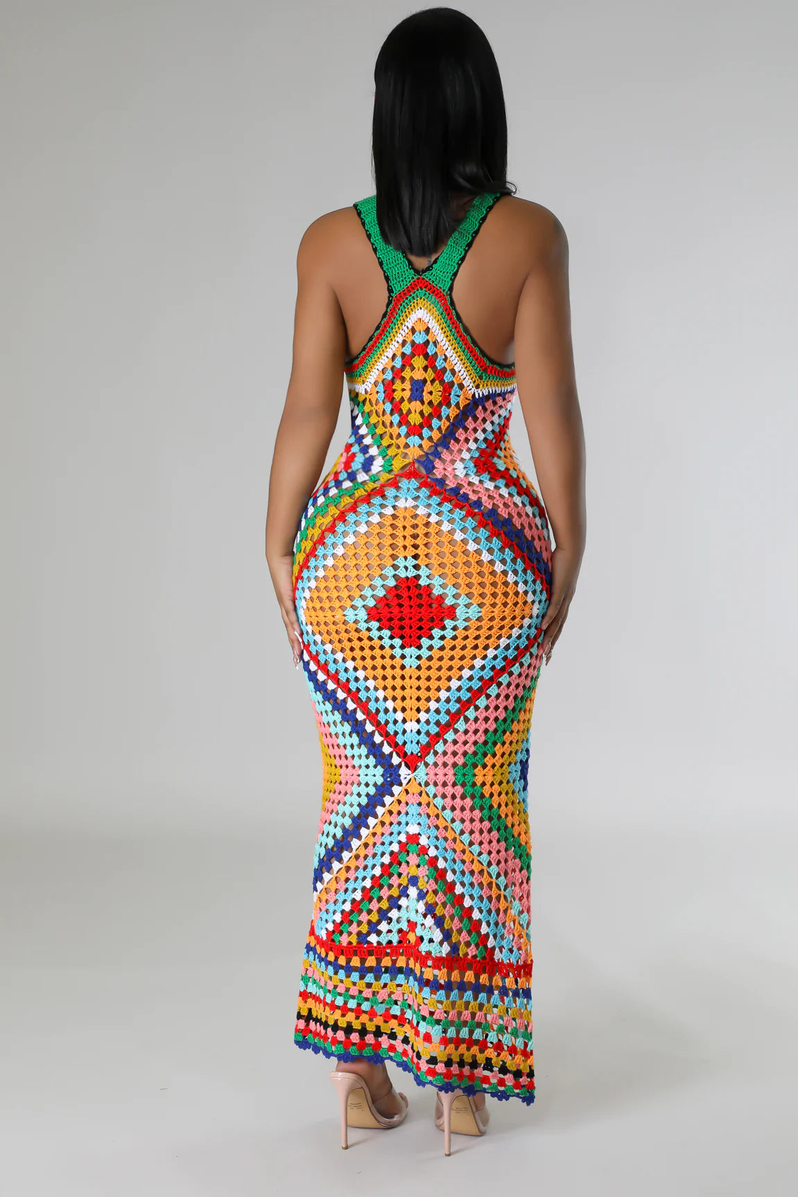 Sun Kissed Crochet Midi Dress Multicolor - Ali’s Couture 
