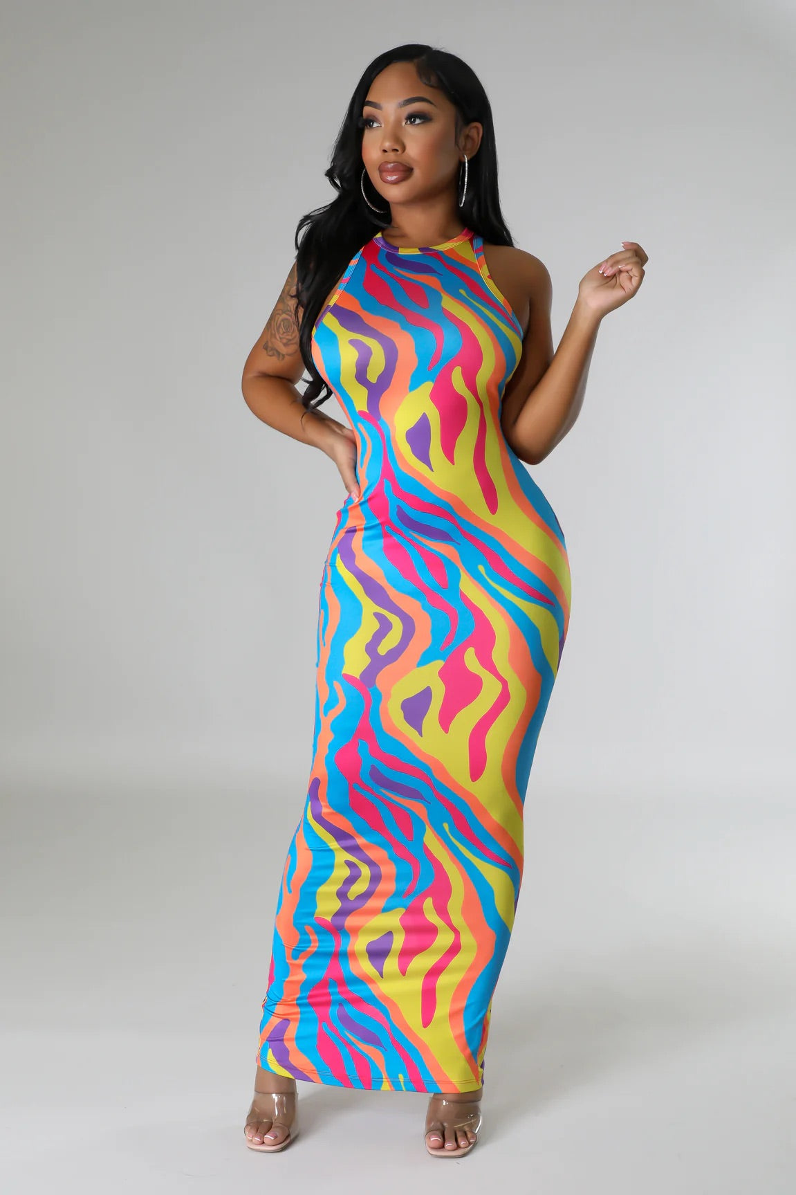 Summer On Fire Printed Midi Dress Multicolor - Ali’s Couture 