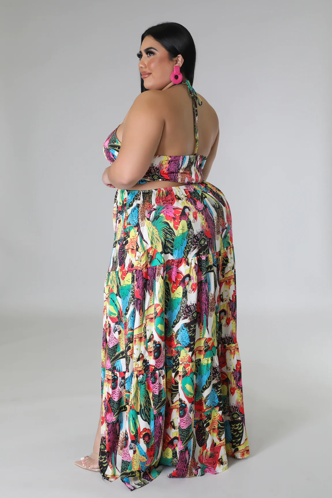 Exotic Getaway Tropical Maxi Dress Multicolor (Curvy) - Ali’s Couture 