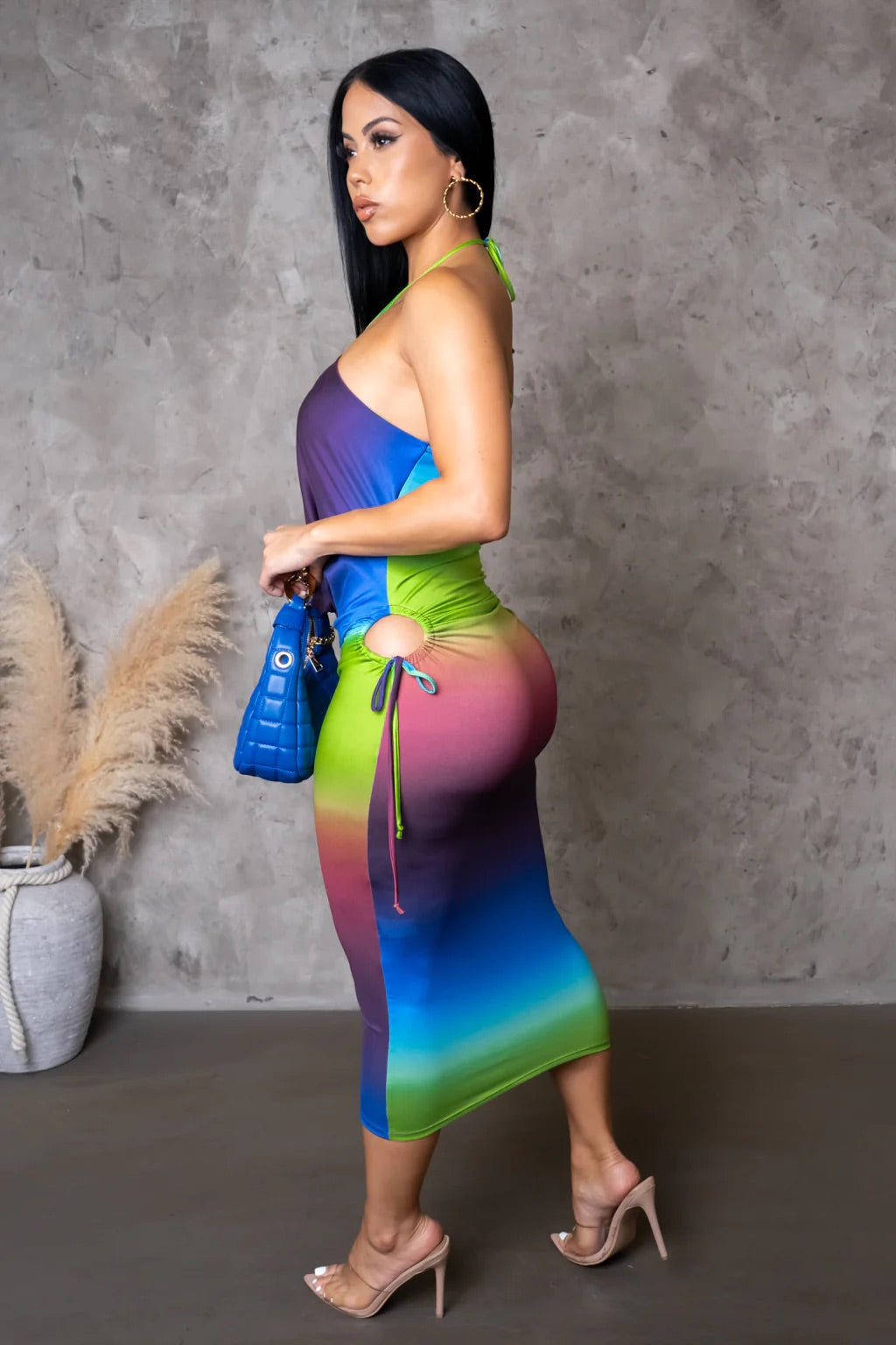 Kimona Ombre Midi Dress Multicolor - Ali’s Couture 